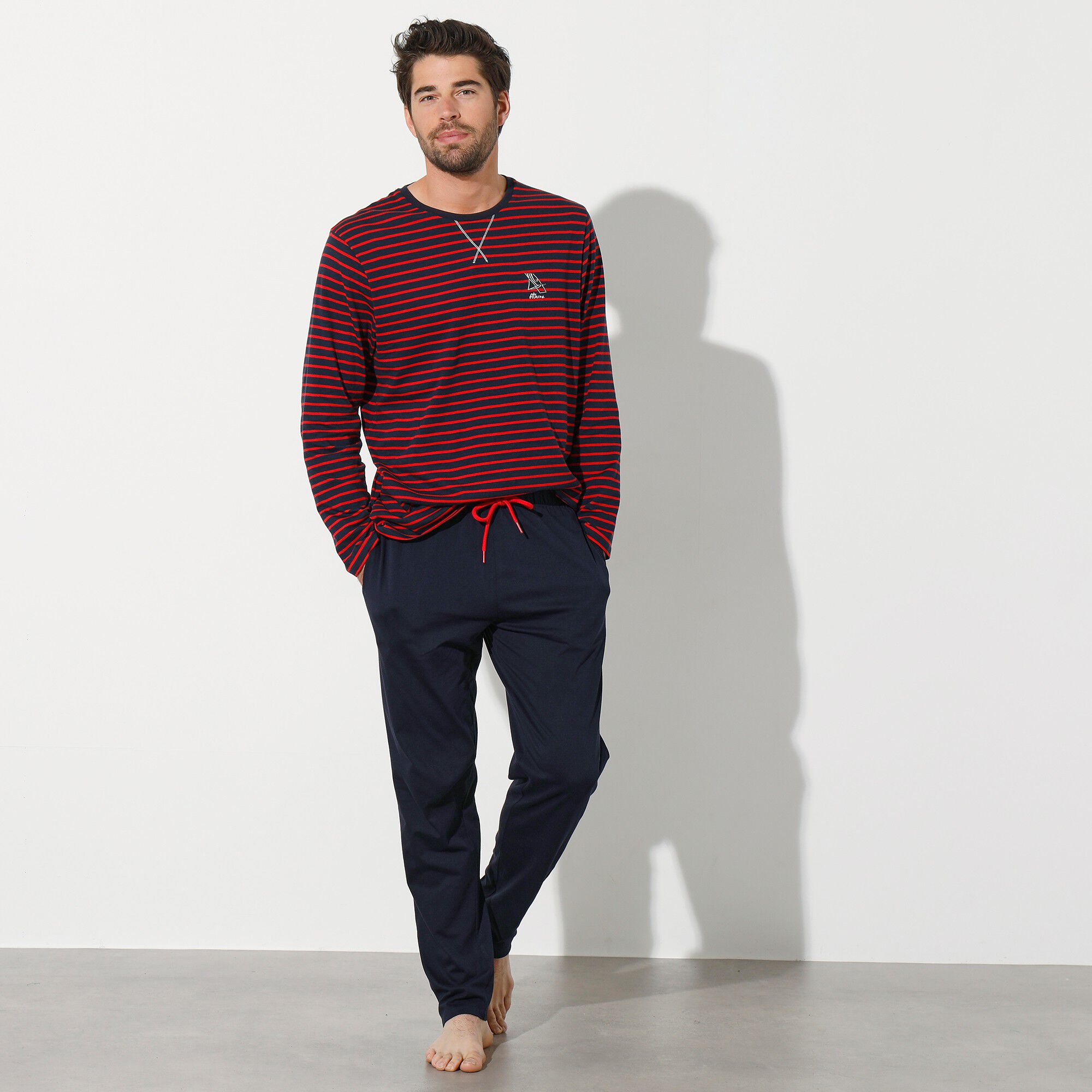 Pyjama long rayures manches longues Athena