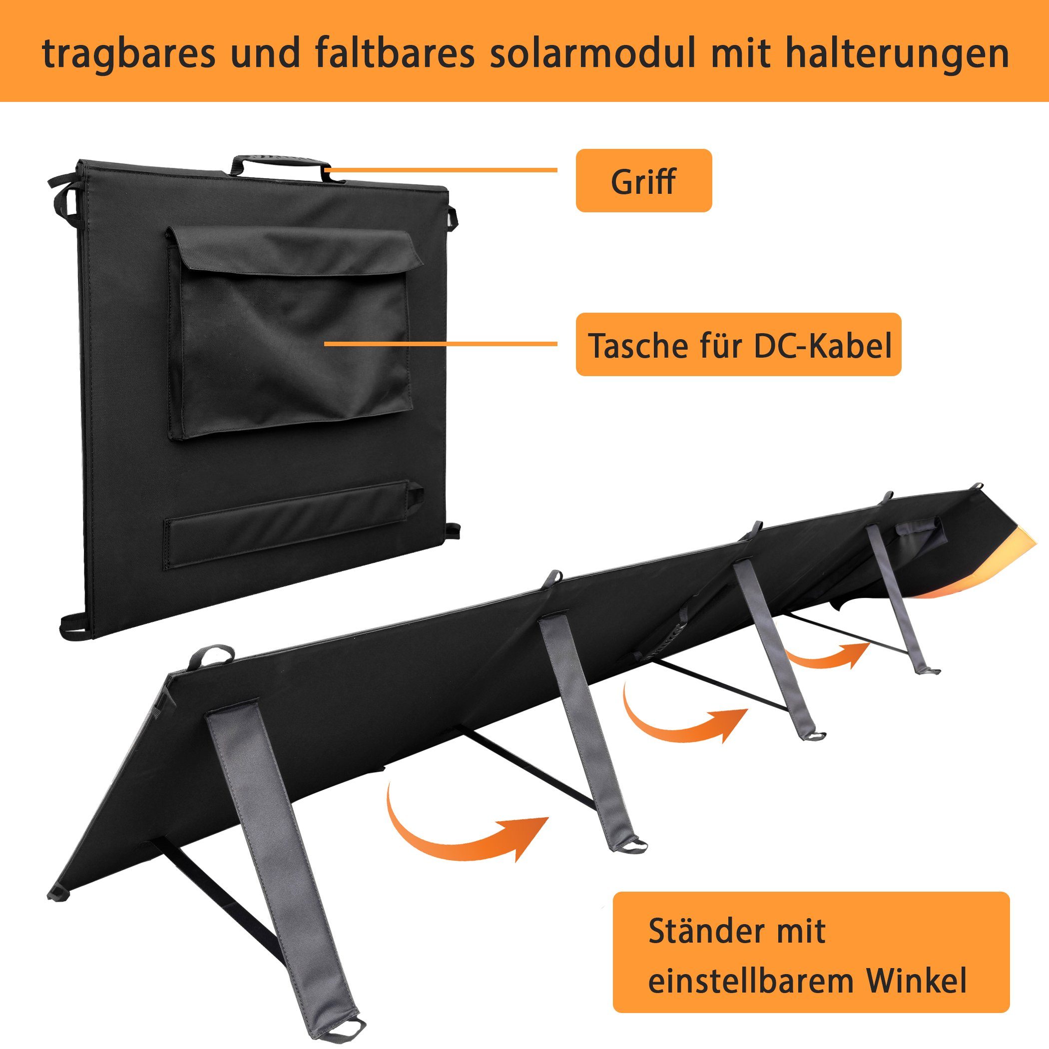 A Ade Solaranlage faltbares Solarpanel Solarmodul, 200,00 W, Monokristallin