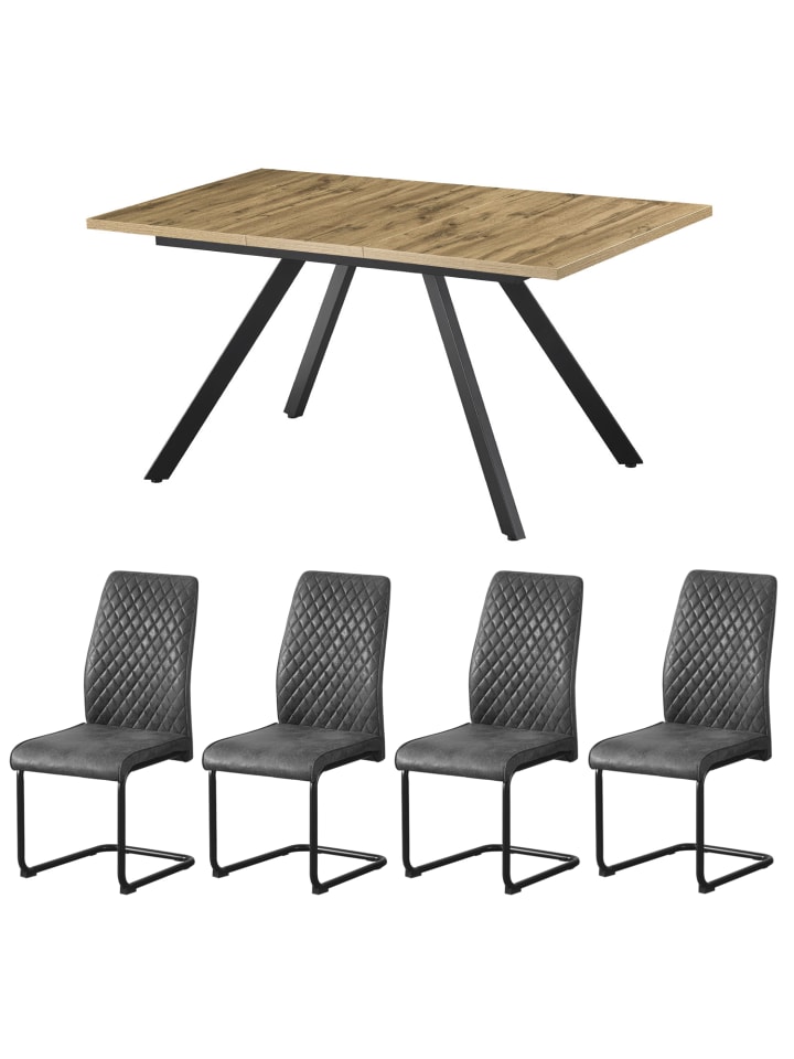 B&D Home 5-tlg. Set: Essgruppe Silas in Eiche günstig kaufen