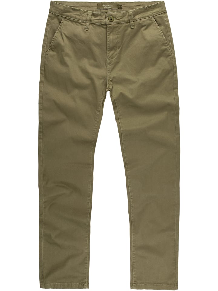 Amaci&Sons Slim Fit Chino mit Stretch WASHINGTON in Olive günstig kaufen