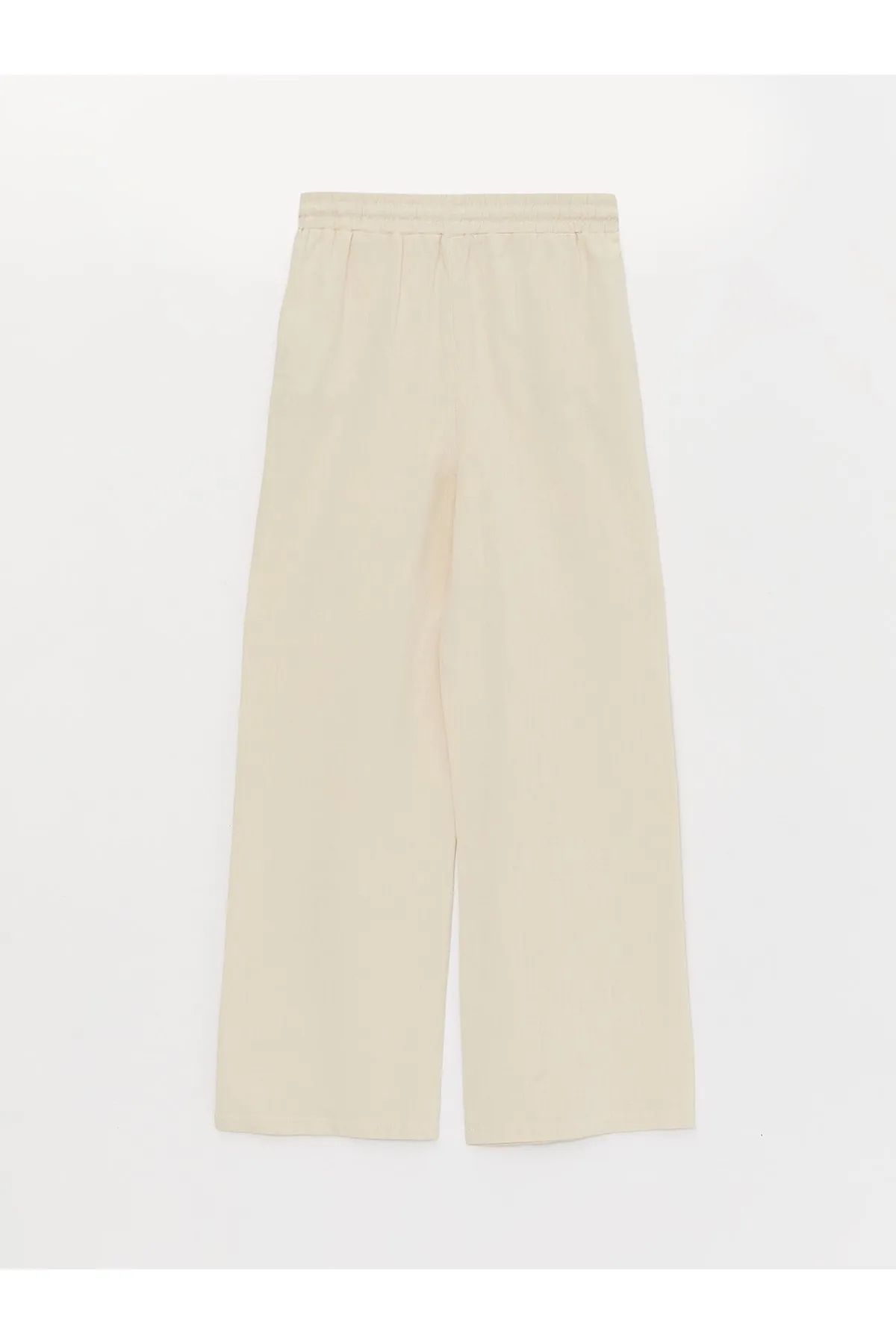 LC Waikiki  Einfarbige Damenhose aus Leinenmischung mit elastischem Bund