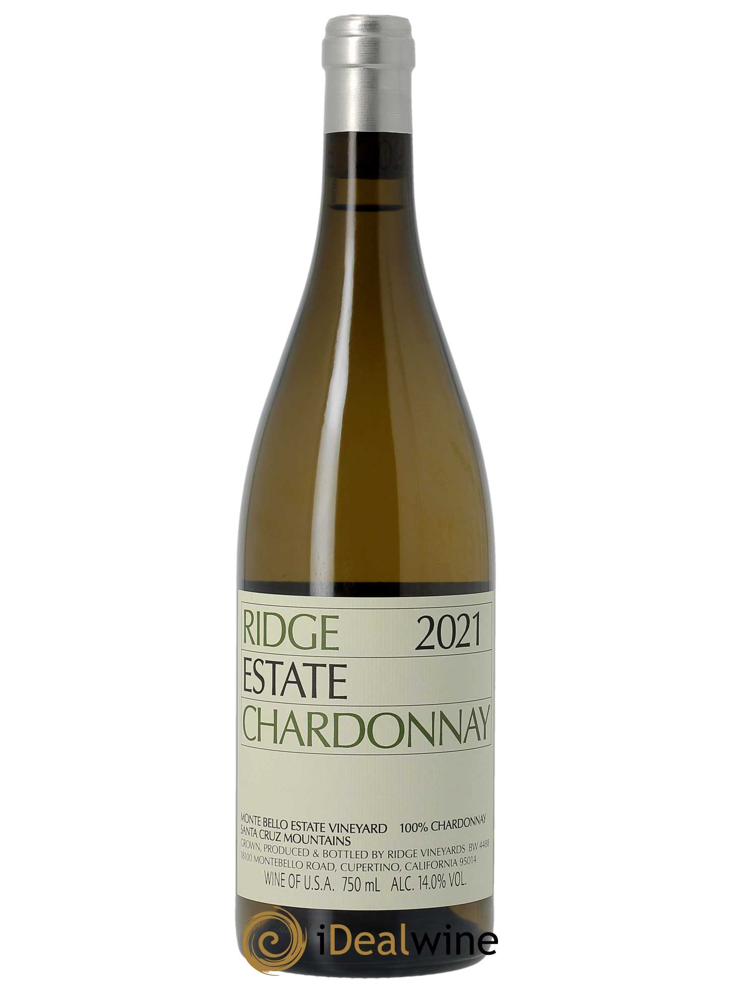 Santa Cruz Mountains Ridge Vineyards Estate Chardonnay Ridge Vineyards  2021 - Lot de 1 Bouteille