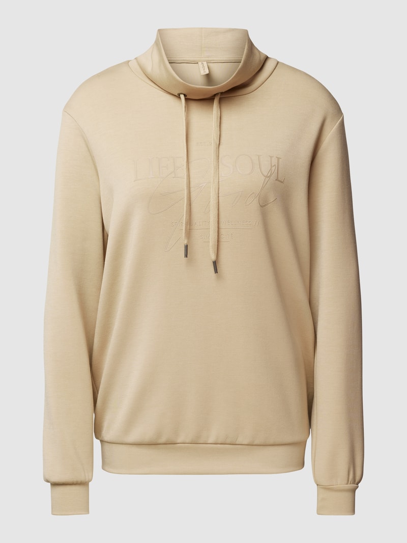Sweatshirt mit Stehkragen und Tunnelzug Modell 'BANU' in sand