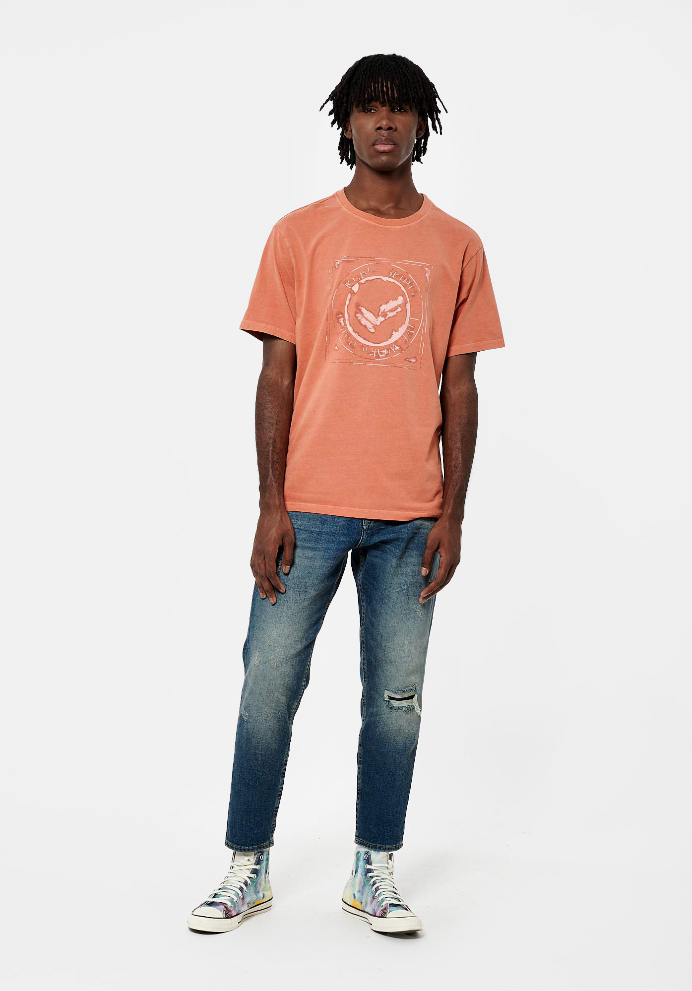 SAUL   T-shirt orange Homme en 100% coton
