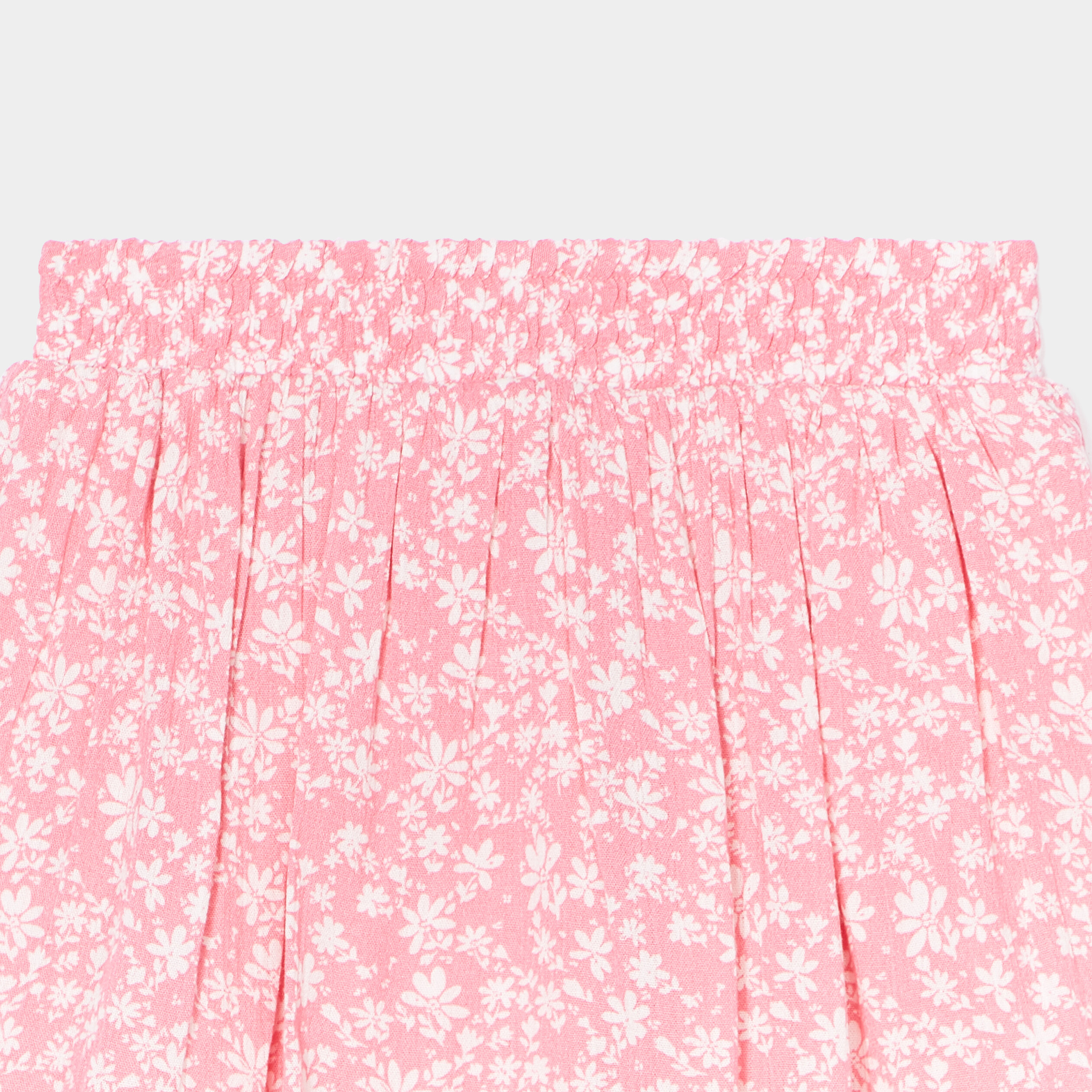 Jupe à volants taille smockée rose fille | La Halle