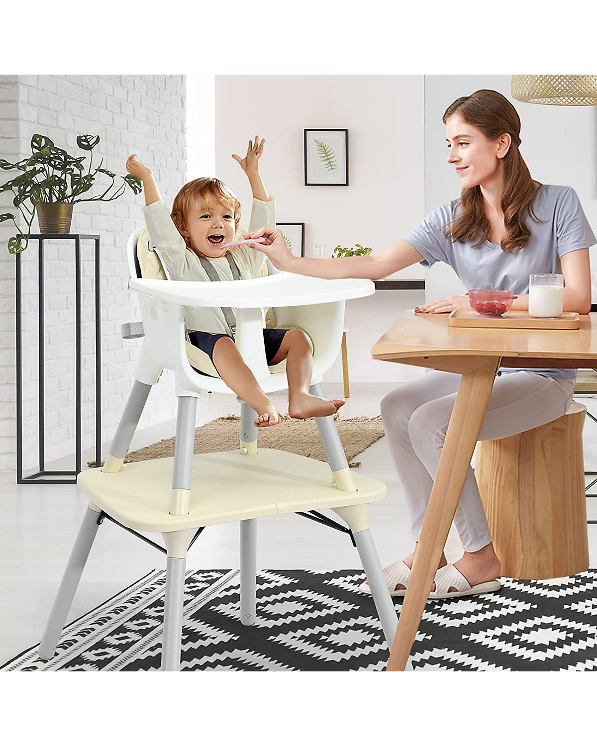 4in1 Baby Hochstuhl mit abnehmbarem & verstellbarem Tablett