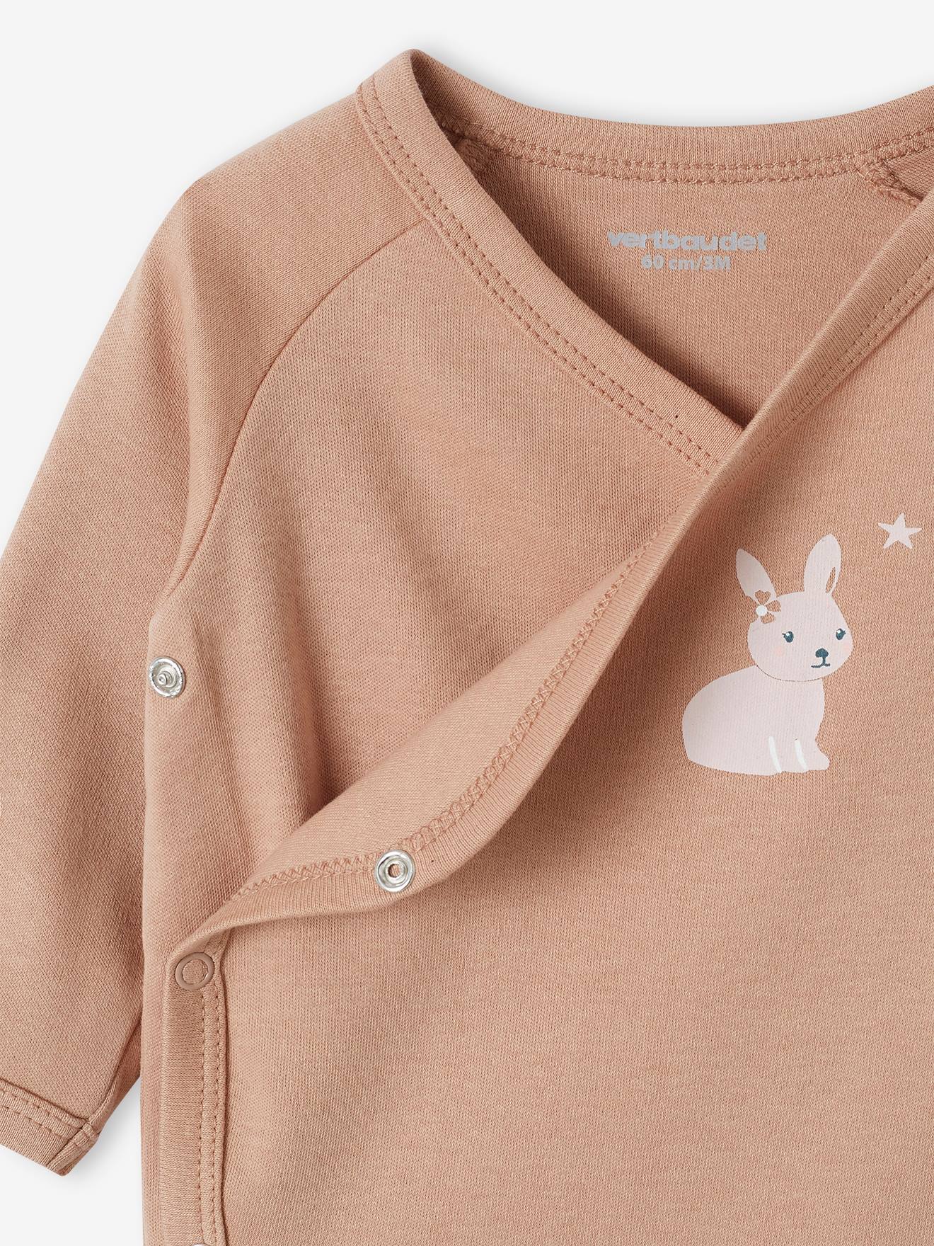 Lot de 5 bodies manches longues bébé ouverture naissance rose poudré