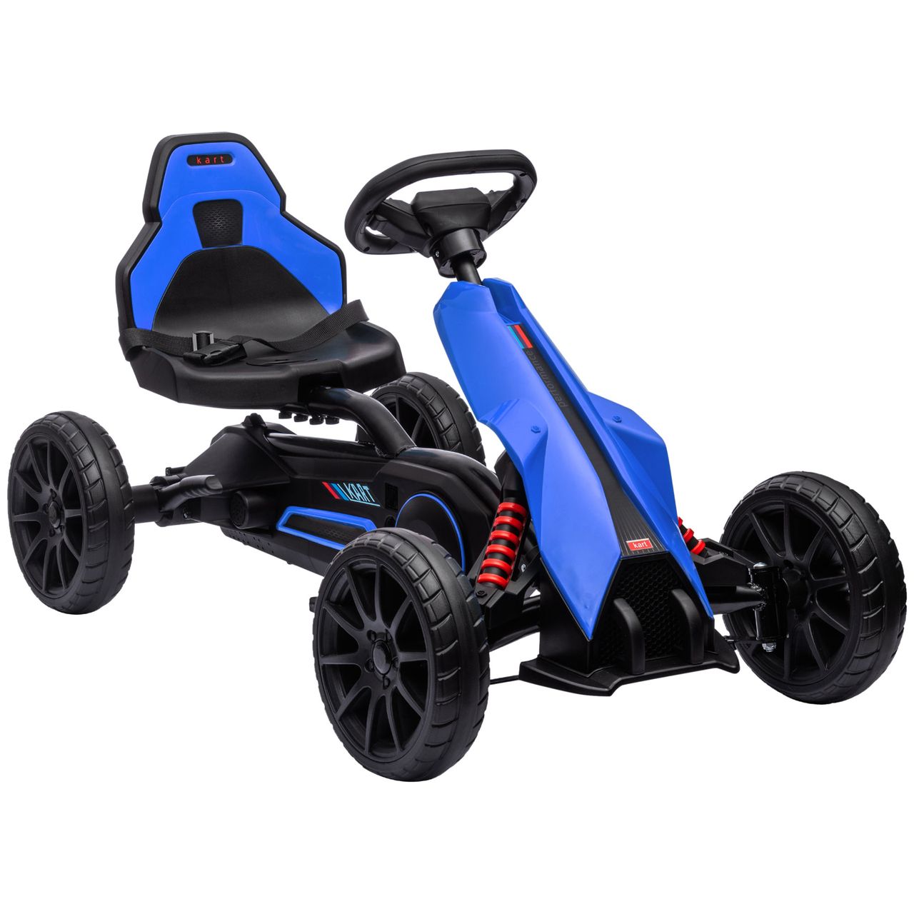 HOMCOM Gokart, Kinderfahrzeug mit verstellbarem Sitz, Tretfahrzeug, Blau