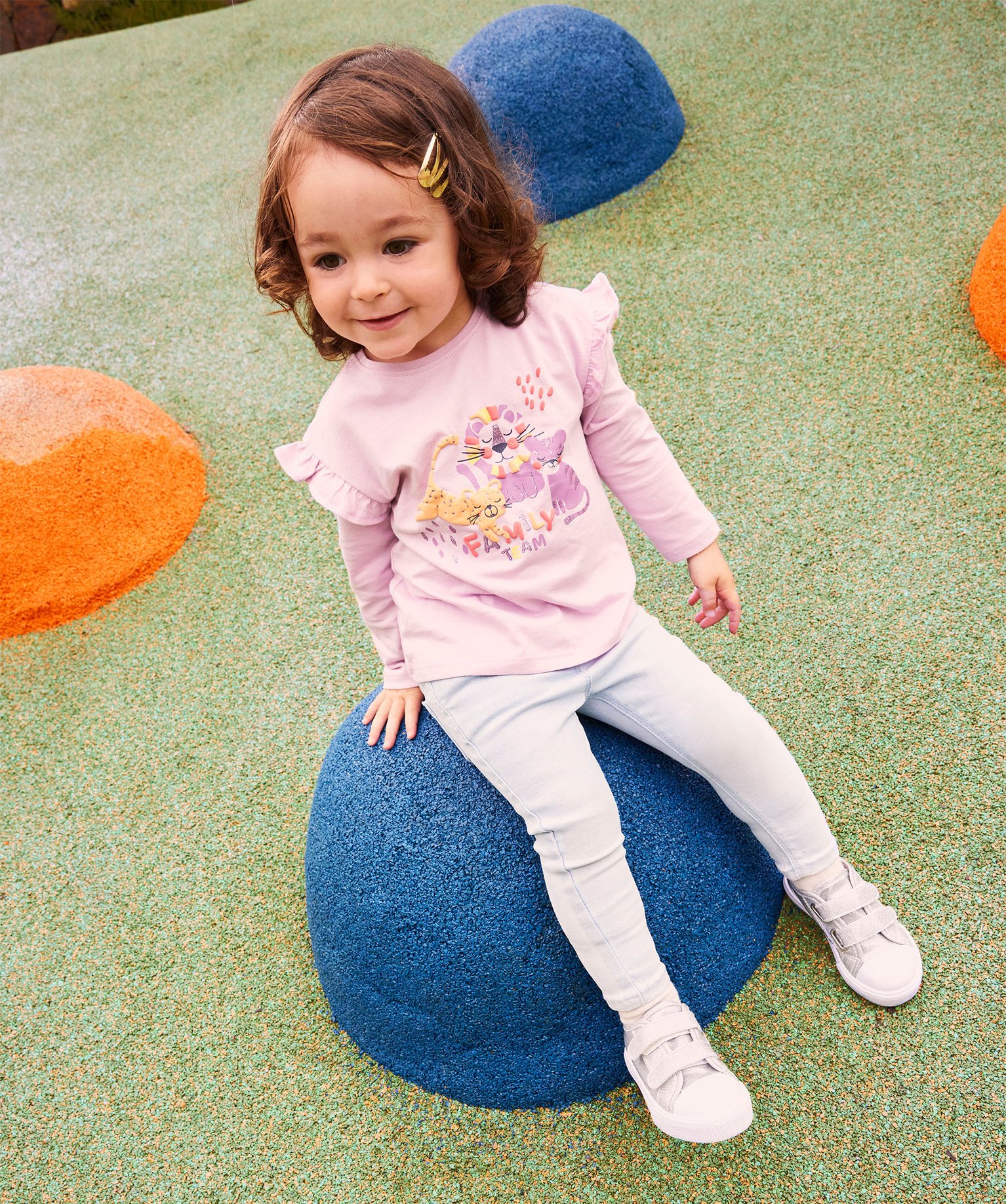 Tee-shirt manches longues à volant bébé fille violet clair | GEMO