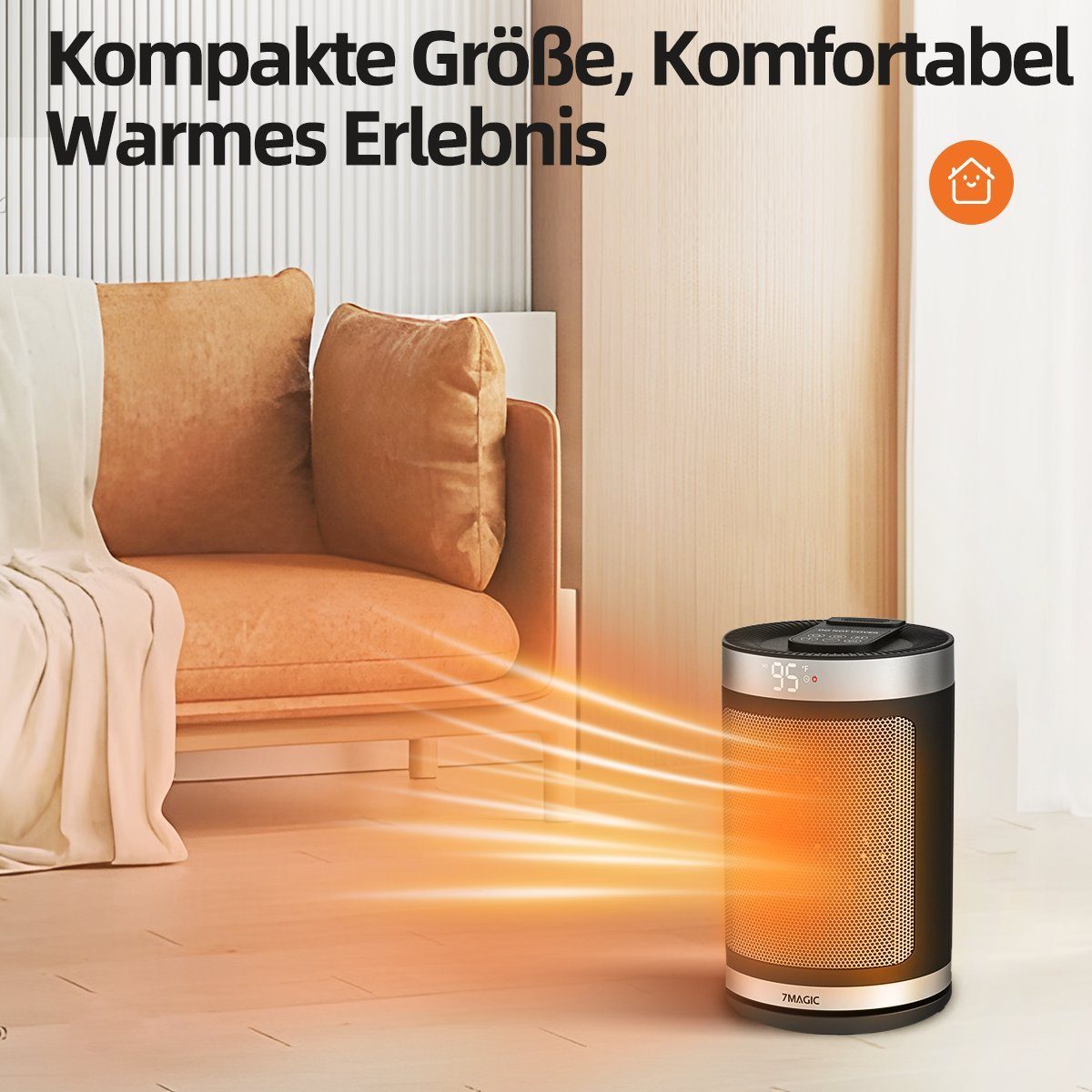 7Magic Keramikheizlüfter Energiesparende Leise Elektro Heizlüfter Heizgerät, 90° Oszillation, mit Thermostat,ECO Modus,12 Std. Timer, Fernbedienung für Büro