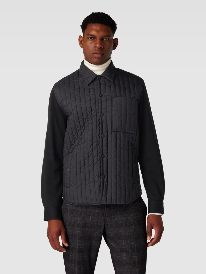 Hemdjacke mit Steppbesatz in schwarz