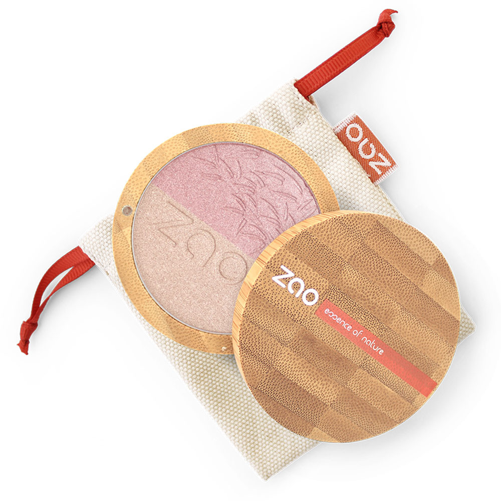 zao essence of nature Shine-up Powder duo 311 Rose & or ZAO Poudre enlumineur Certifiée Bio, Formule 100% naturelle, Vegan et Rechargeable