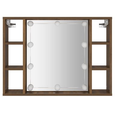 vidaXL Badezimmerspiegelschrank Spiegelschrank mit LED Braun Eiche-Optik 76x15x55 cm (1-St)