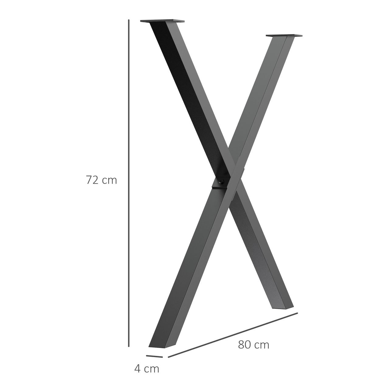 HOMCOM 2 Stück Stahl Tischbeine Tischfüße 72 cm Tischgestell in X-Form Schwarz