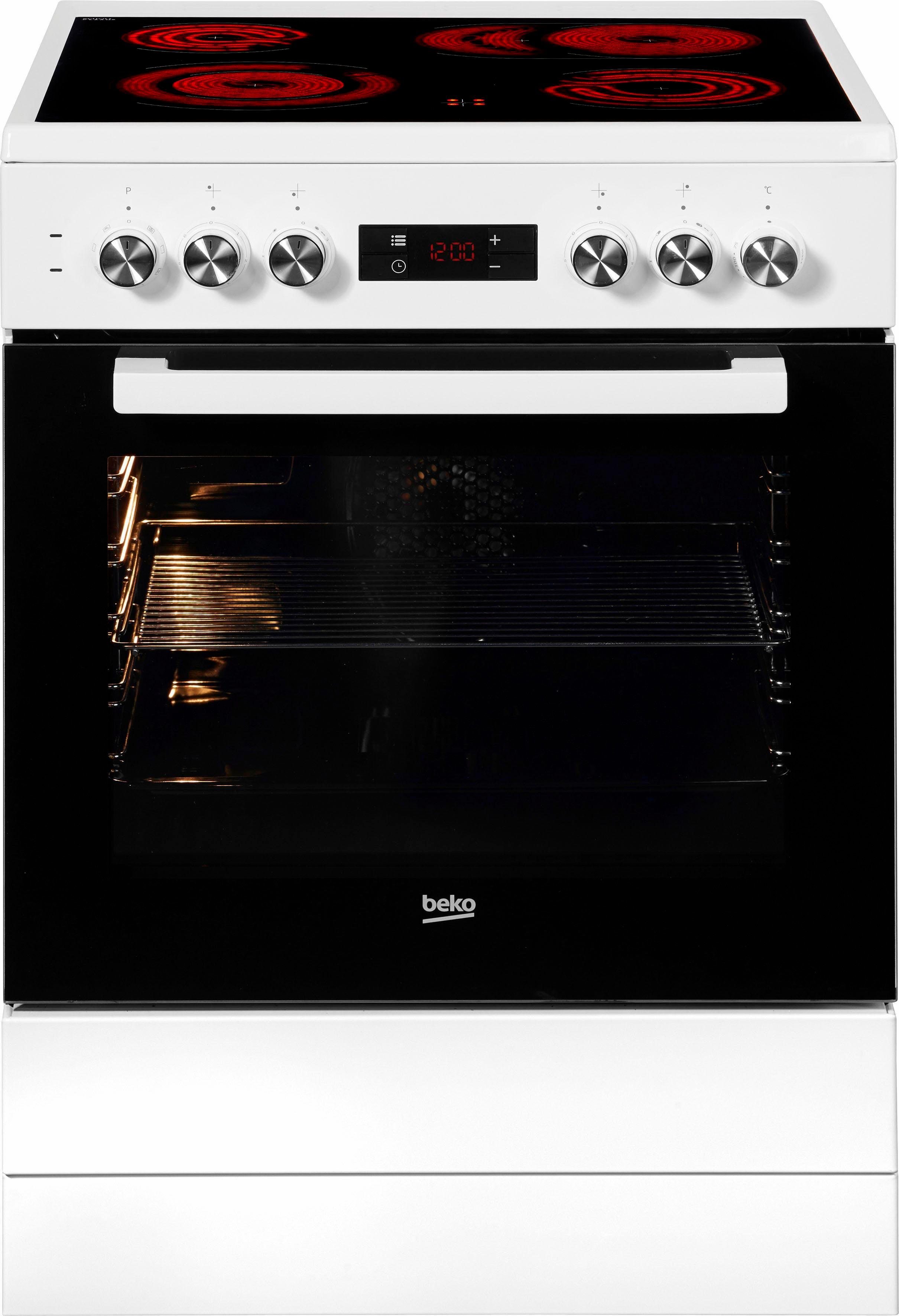 BEKO Elektro-Standherd FSM67320G, mit Teleskopauszug nachrüstbar, mit Restwärmeanzeige