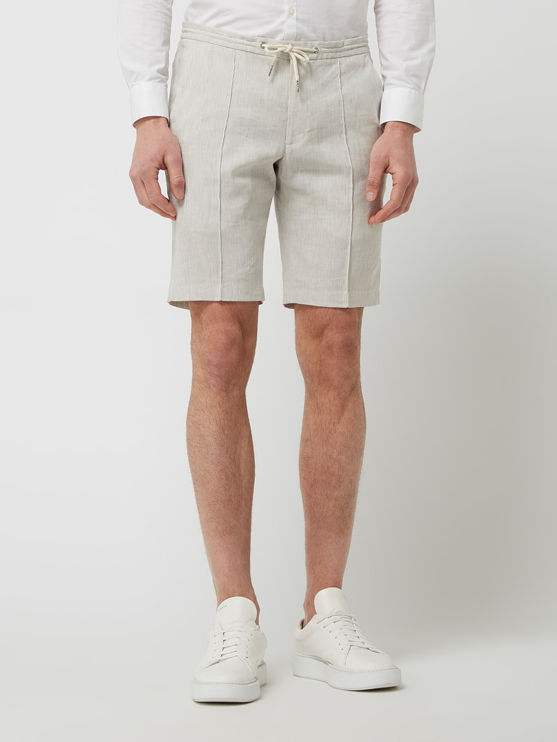 Shorts aus Leinenmischung in hellgrau