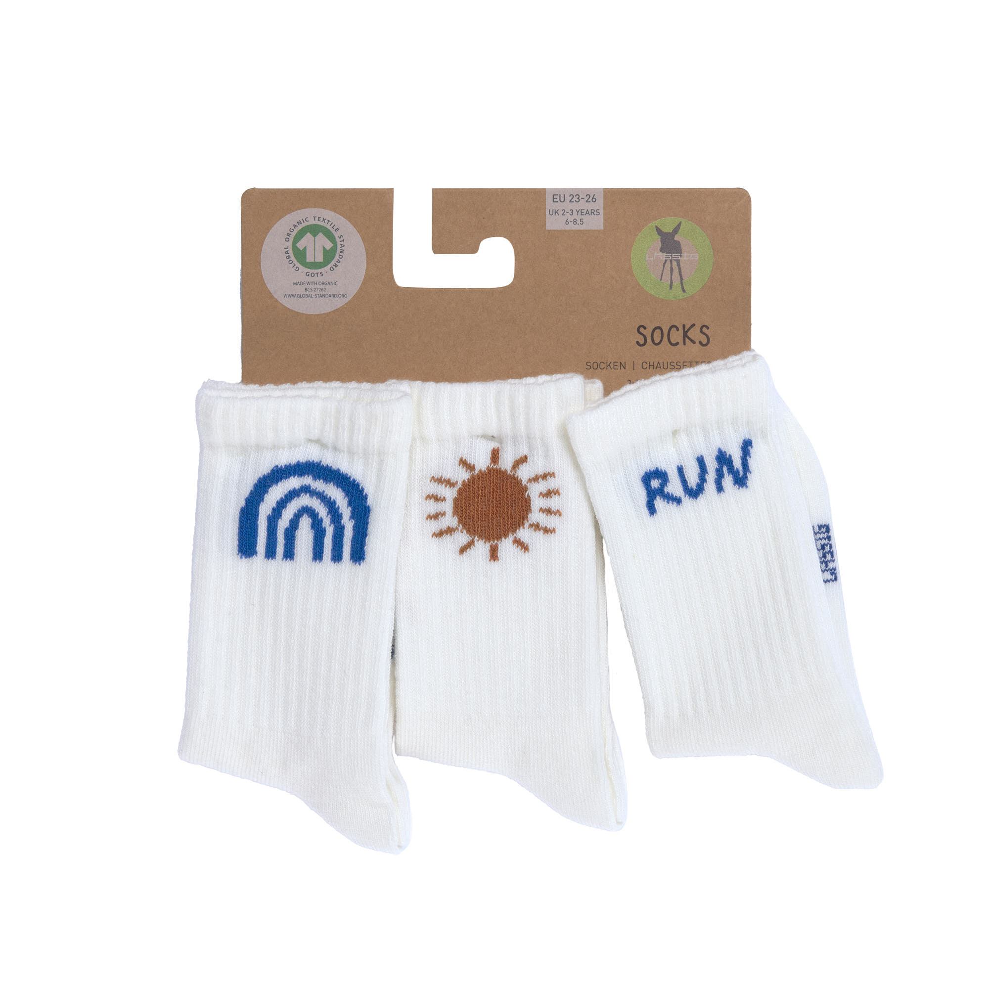 Tennissocken Kinder 3er-Set - Little Gang, Run Weiß