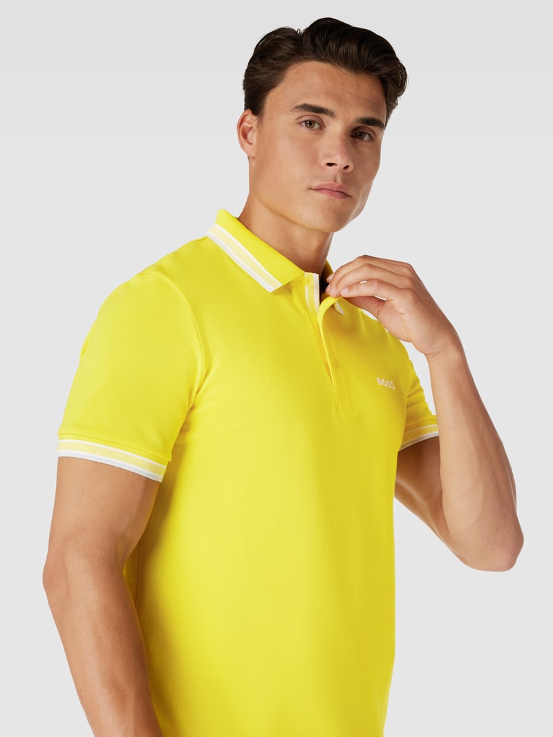Poloshirt mit Label-Stitching Modell 'PADDY' in gelb
