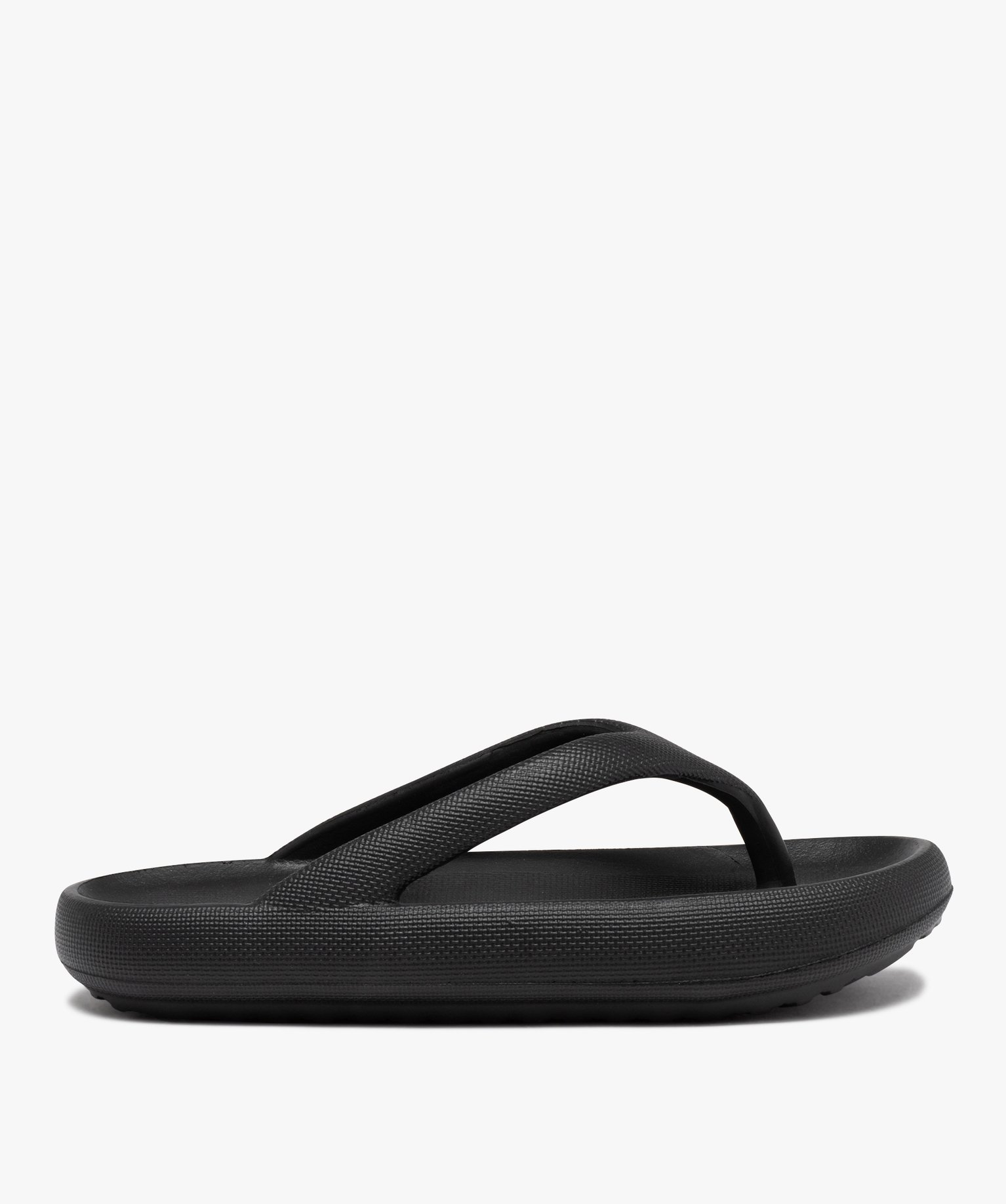 Tongs femme unies à semelle extra large noir | GEMO