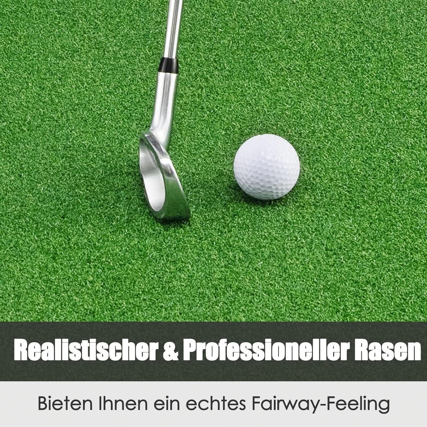 KOMFOTTEU Golf-Abschlagmatte, 1,5× 1m, mit 3 Gummi Tees & 2 Abschlagpositionen