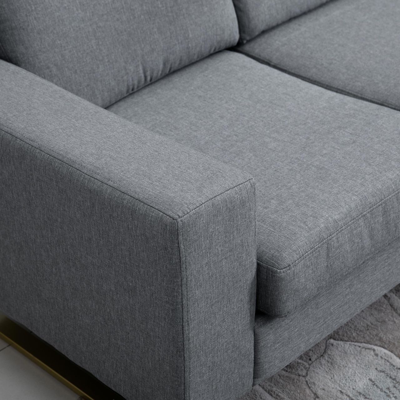 HOMCOM Polstersofa 3-Sitzer Sofa Stoffsofa Sitzmöbel Fernsehsessel Kissen Armlehne Leinen dunkelgrau 200 x 82 x 78 cm