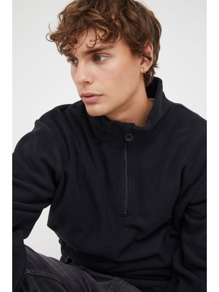 North Bend Troyer NBCotas M 233866MMM Atmungsaktiver Fleecepullover mit Troyer Kragen in Schwarz günstig kaufen
