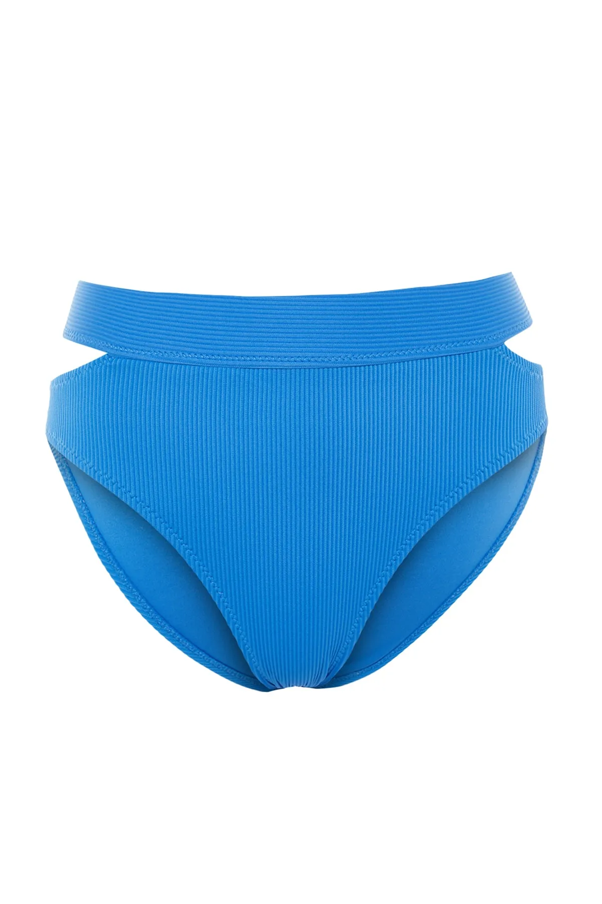 Trendyol Collection  Blaue Bikinihose mit Ausschnitt/Fensterstruktur, hoher Taille und normalem Beinverlauf TBESS21BA0215