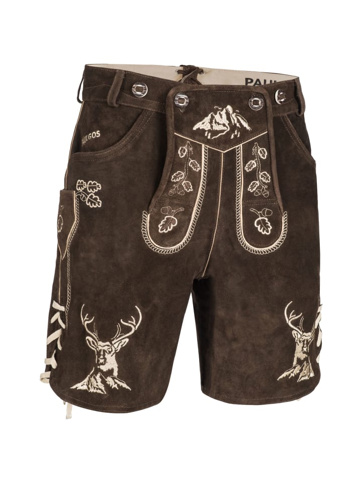 PAULGOS Lederhose Kurz Echtleder HK4 in Dunkelbraun günstig kaufen