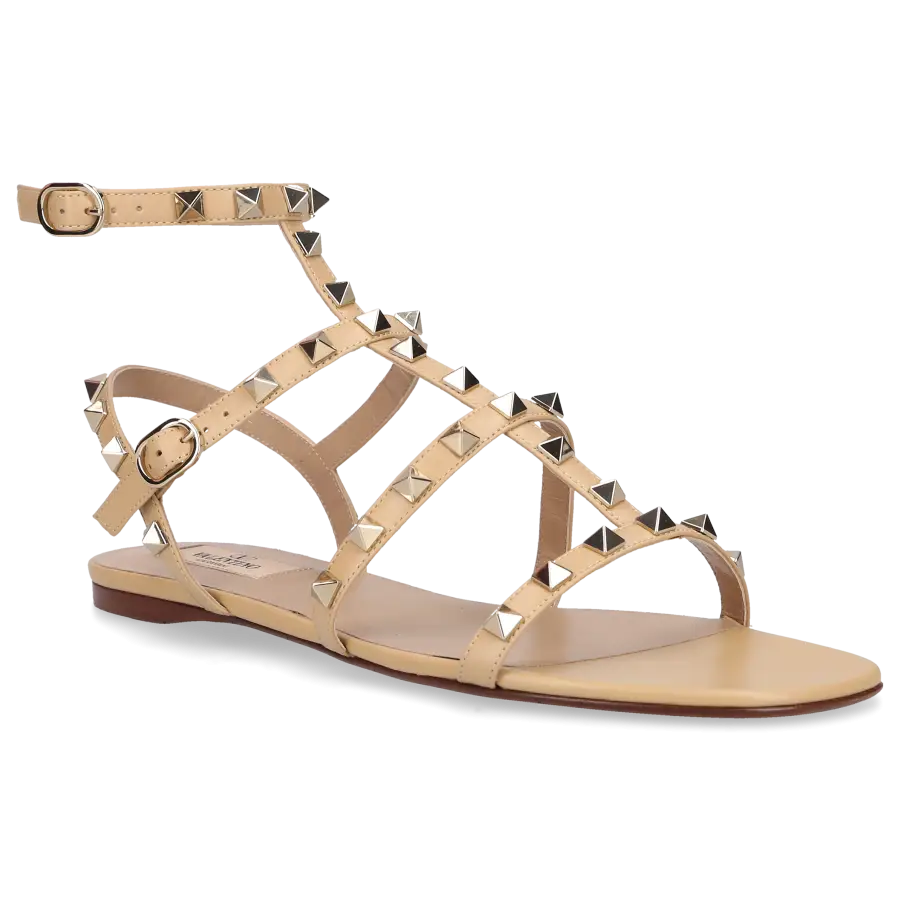Valentino Garavani - Sandalen ROCKSTUD Kalbsleder - beige