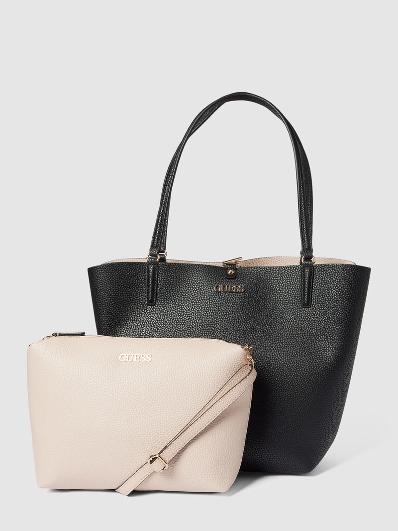 Tote Bag mit Allover-Muster Modell 'ALBY' in schwarz