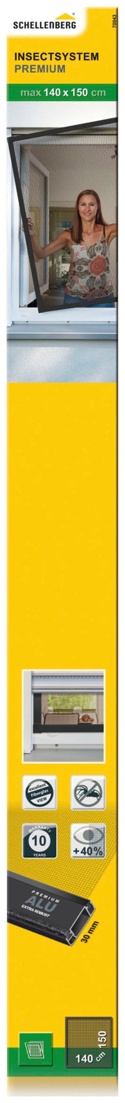 SCHELLENBERG Insektenschutz-Fensterrahmen Fliegengitter Fenster Premium, mit Rahmen aus Aluminium, 140 x 150 cm, anthrazit, 70043