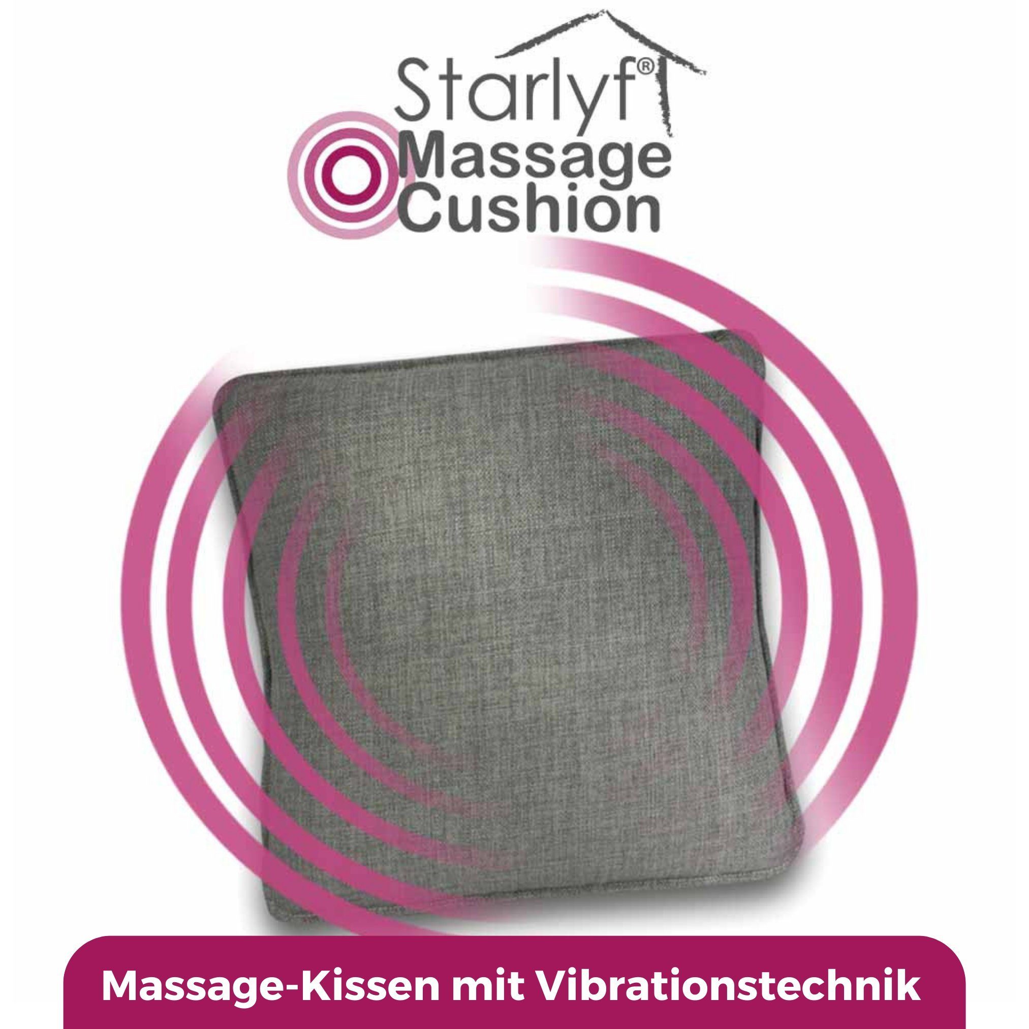 Starlyf Massagekissen Massage Cushion, 1-tlg., Massage Kissen mit Vibrationstechnik, 37x37 cm, grau
