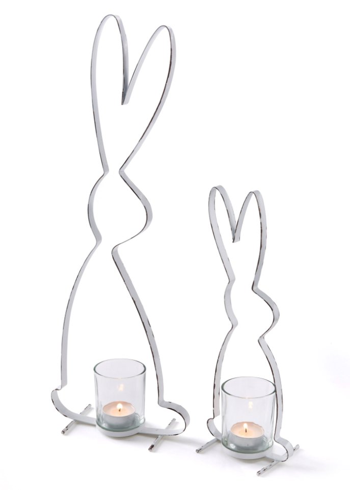 Teelichthalter in Hasen-Form (2-tlg.Set)
