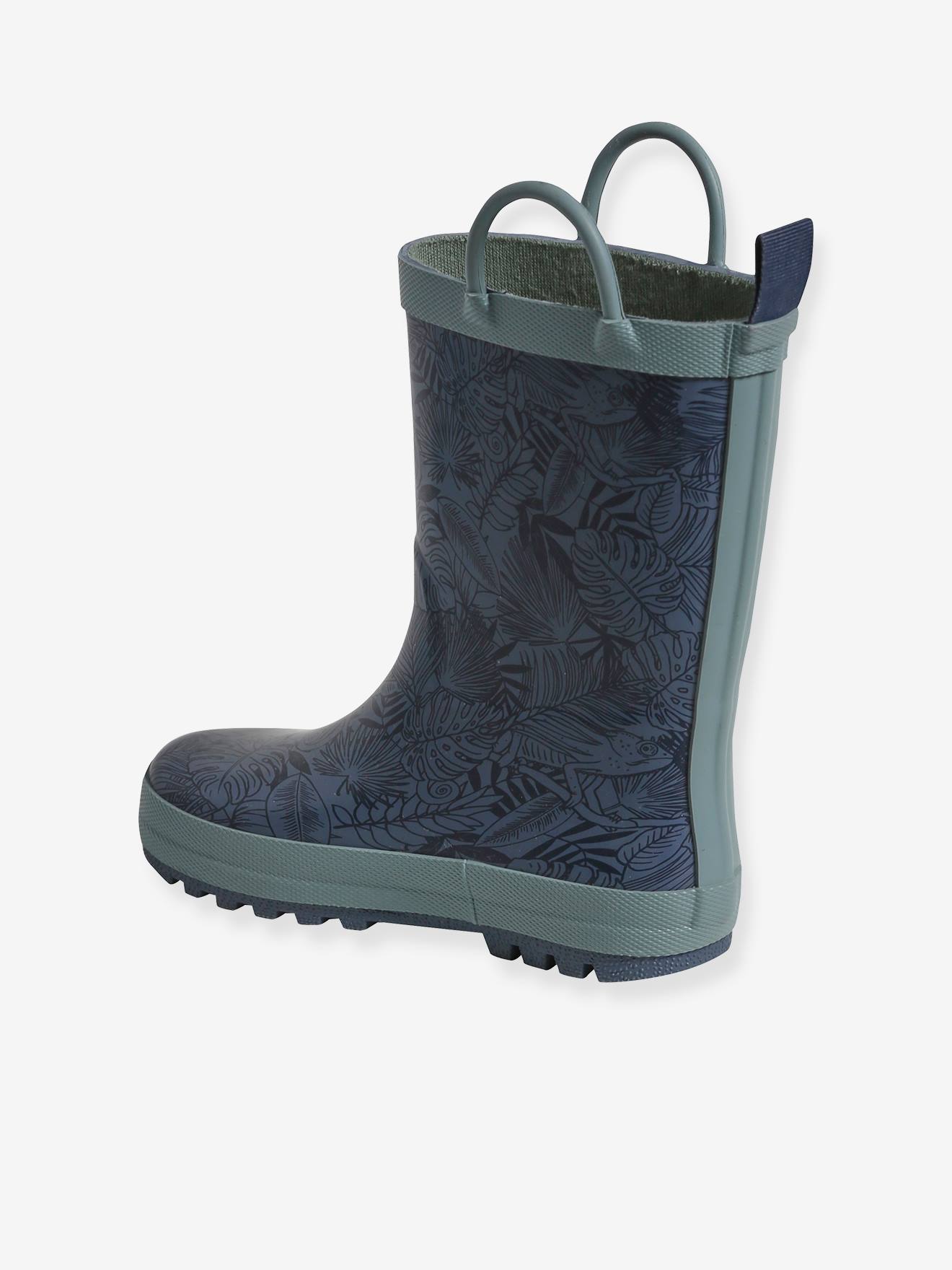 Vertbaudet Kinder Gummistiefel mit Dschungelprint - blau bedruckt