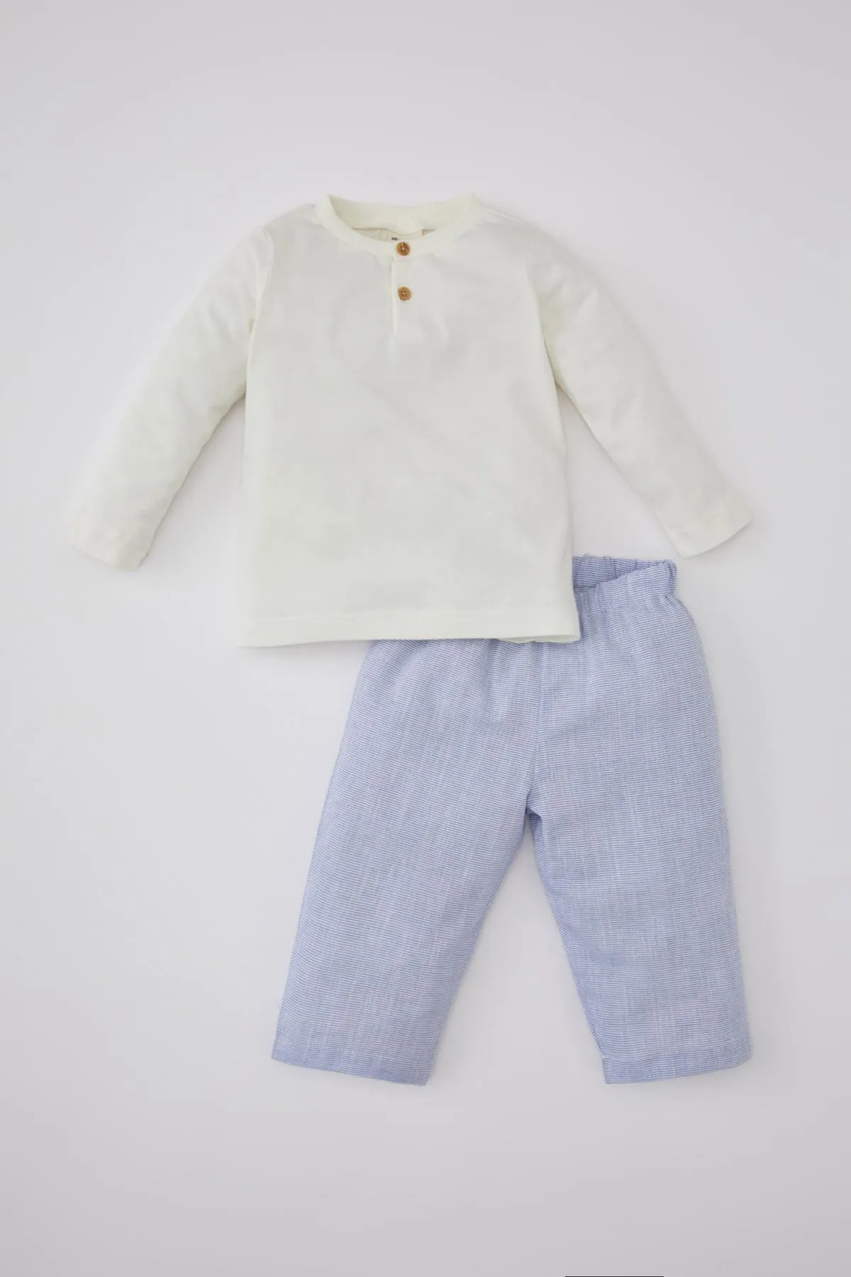 DeFacto  Gestreiftes, langärmliges Pyjama-Set aus Webstoff für Babys (J)