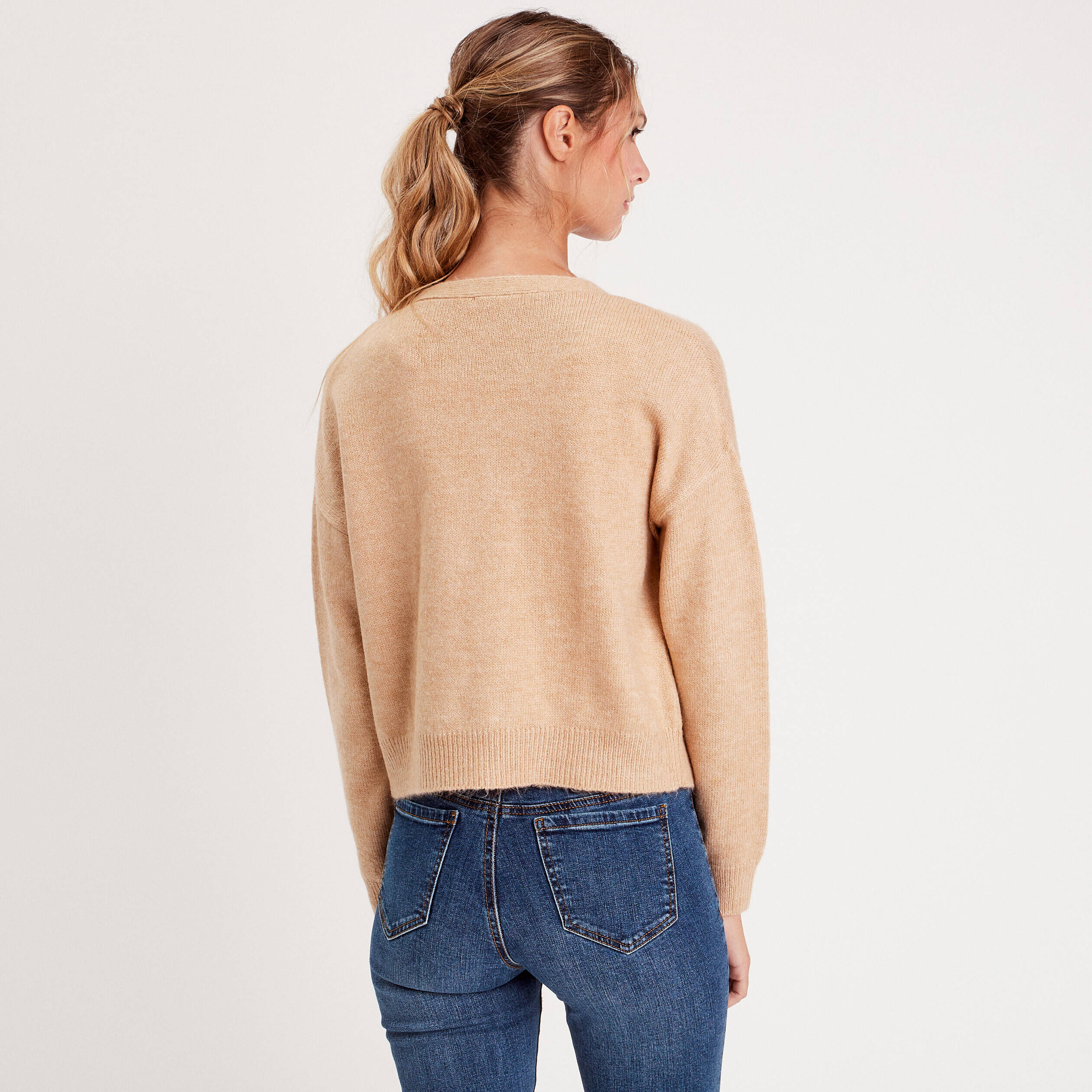 Gilet manches longues beige femme | Cache Cache