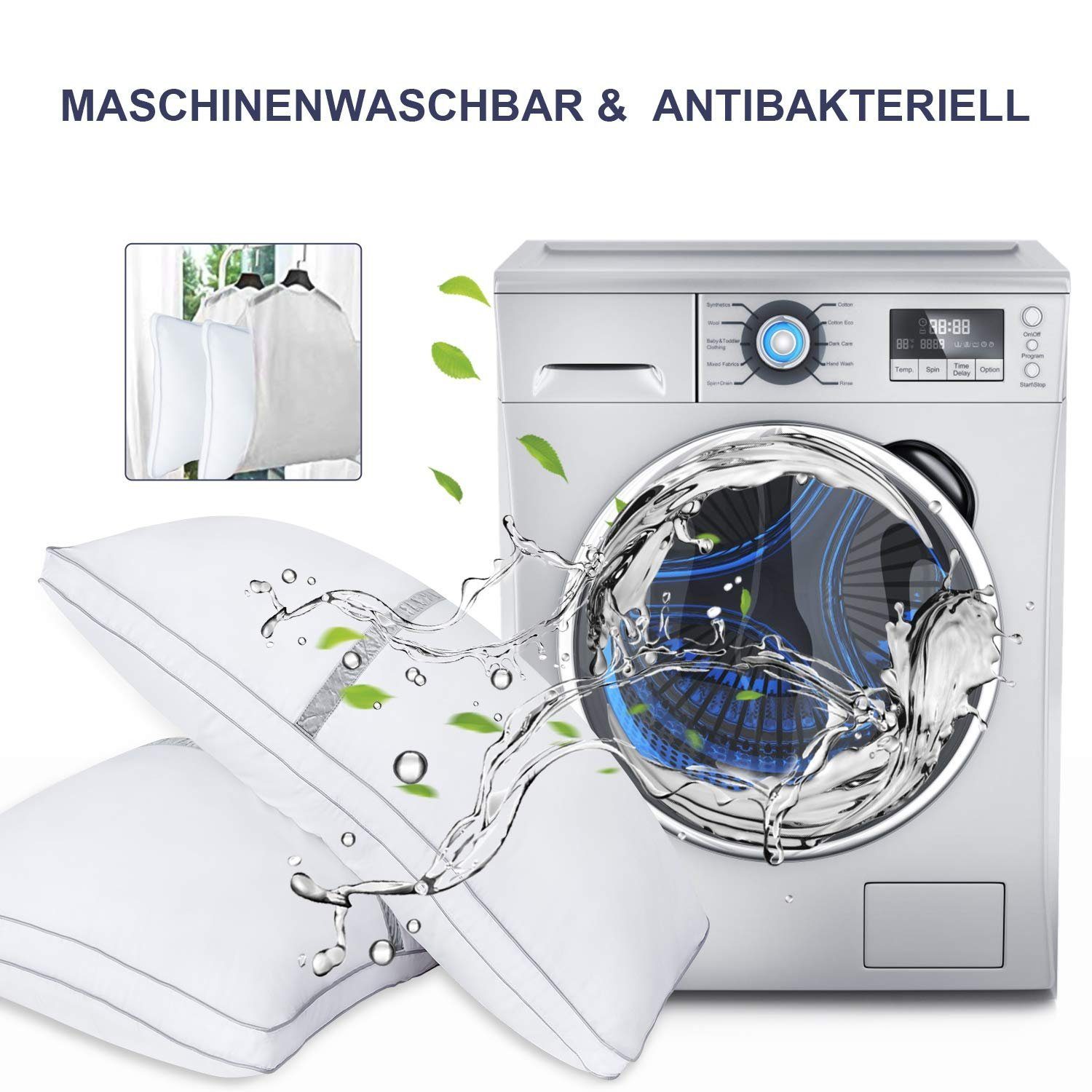 Kopfkissen Kissen 40x80/80x80 cm, 2er Set Flauschige Kissen aus Mikrofaser, BedStory, Füllung: Microfaser, Sofakissen für Schlafzimmer, Wohnzimmer, Maschinenwaschbar Kopfkissen