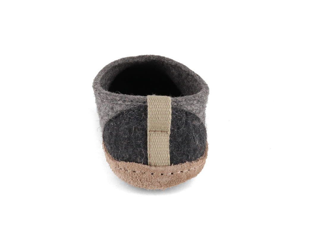 WoolFit Highland knöchelhoher Hüttenschuh aus Filz Hausschuh mit chromfreier Ledersohle