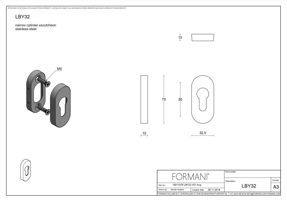Formani 1501Y075BMXX0 BASICS LBY32 placă cilindrică ovală albă