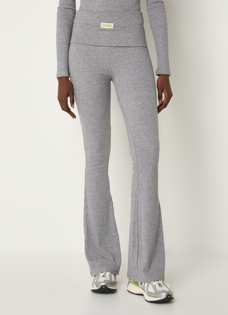 Refined Department Luke high waist rib knitted flared fit leggings with lurex