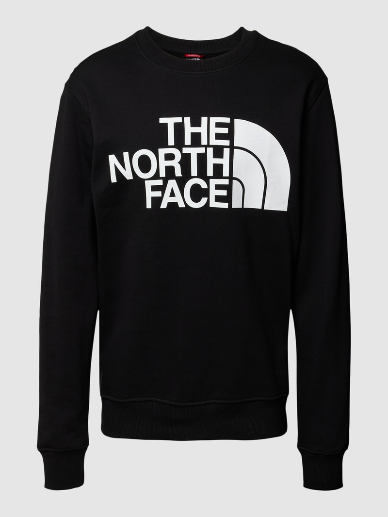 Sweatshirt mit Label-Print und Rundhalsausschnitt in schwarz