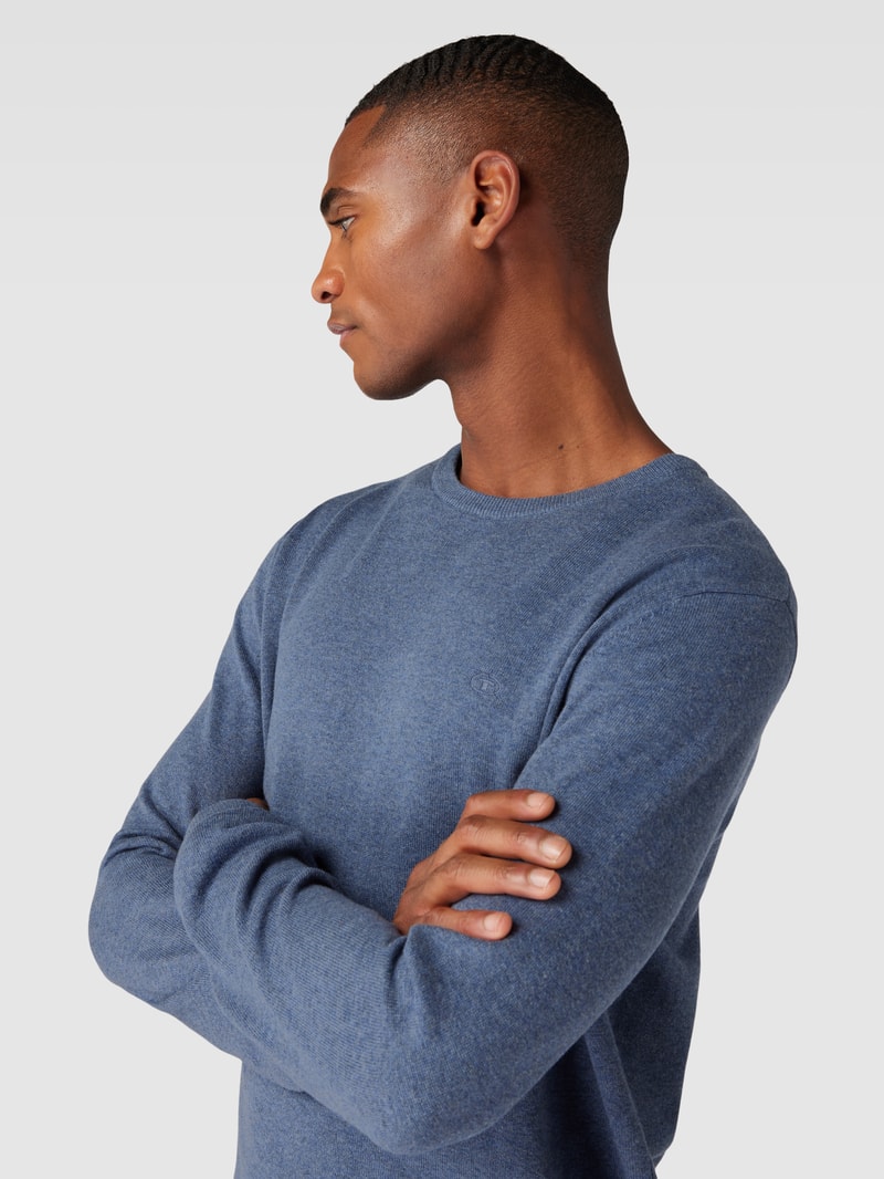 Strickpullover mit Logo-Stitching in blau