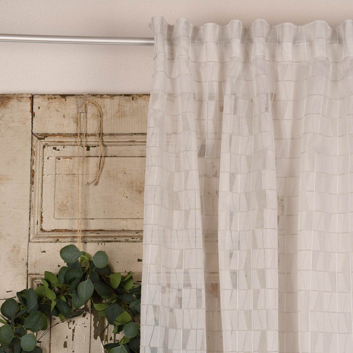 Meterware Rasch Textil Gardinenstoff Stores Scherli Rechtecke abstrakt ste300cm, stark perforiert, Kunstfaser, überbreit