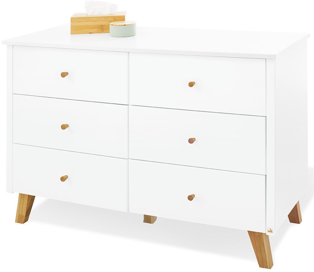 Pinolino® Babyzimmer-Komplettset Hilda & Pan, (Set, 3-St., Hausbett, Wickelkommode, Kleiderschrank), extrabreit; mit Hausbett, Wickelkommode & 2-trg. Kleiderschrank