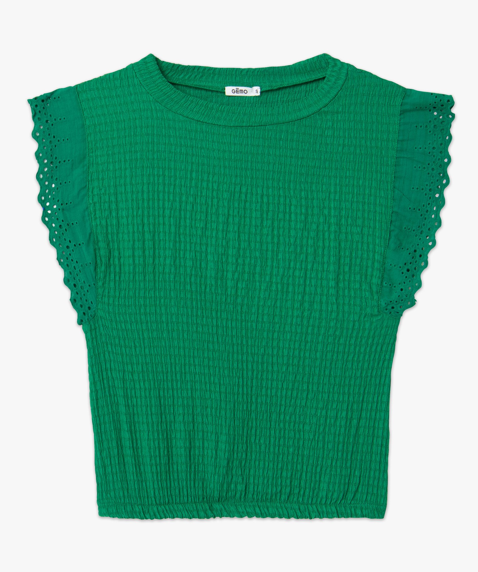 Tee-shirt femme sans manches en matière texturée vert | GEMO