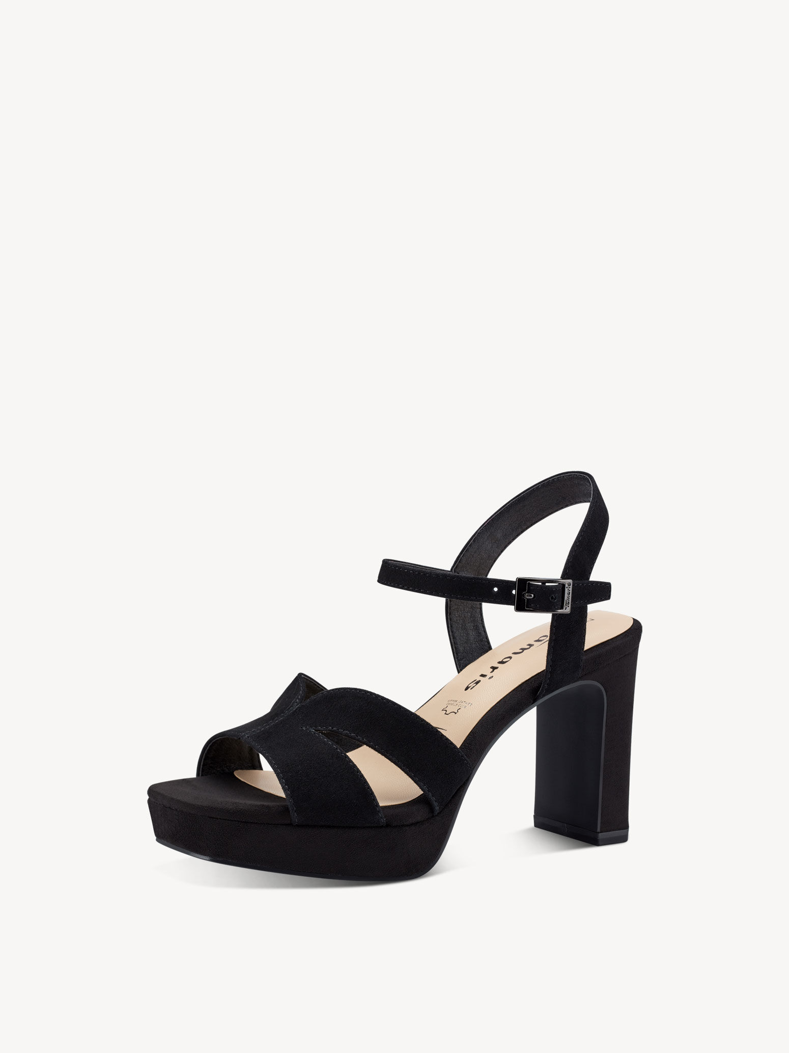 Sandale à talon en cuir - noir