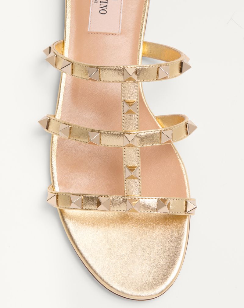 Slide Rockstud-sandal i lamineret nappa