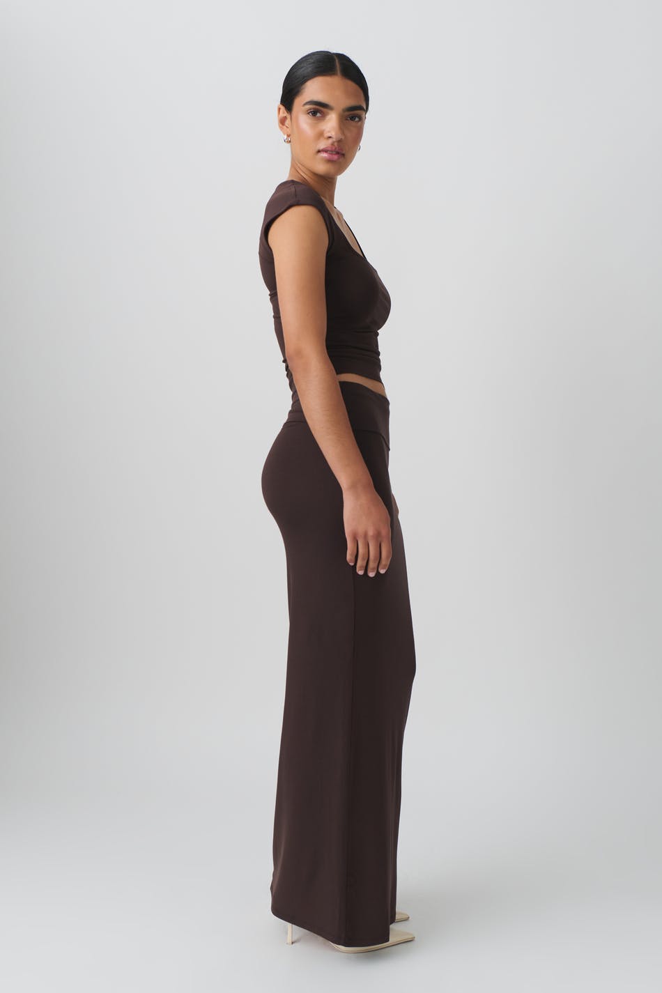 Soft touch folded maxi skirt