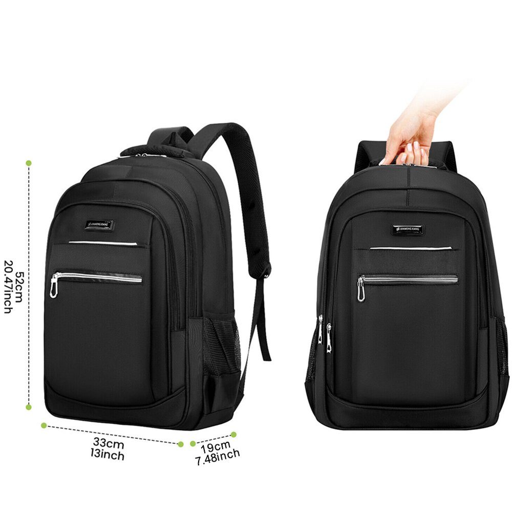 AKKEE Laptoprucksack Laptop Rucksack Rucksäcke Schulrucksack Wasserbeständig Laptoptasche (1Stk, 40L, Schulrucksack, mit Reißverschluss), für Business/Schule/Reisen/Frauen/Männer-Schwarz