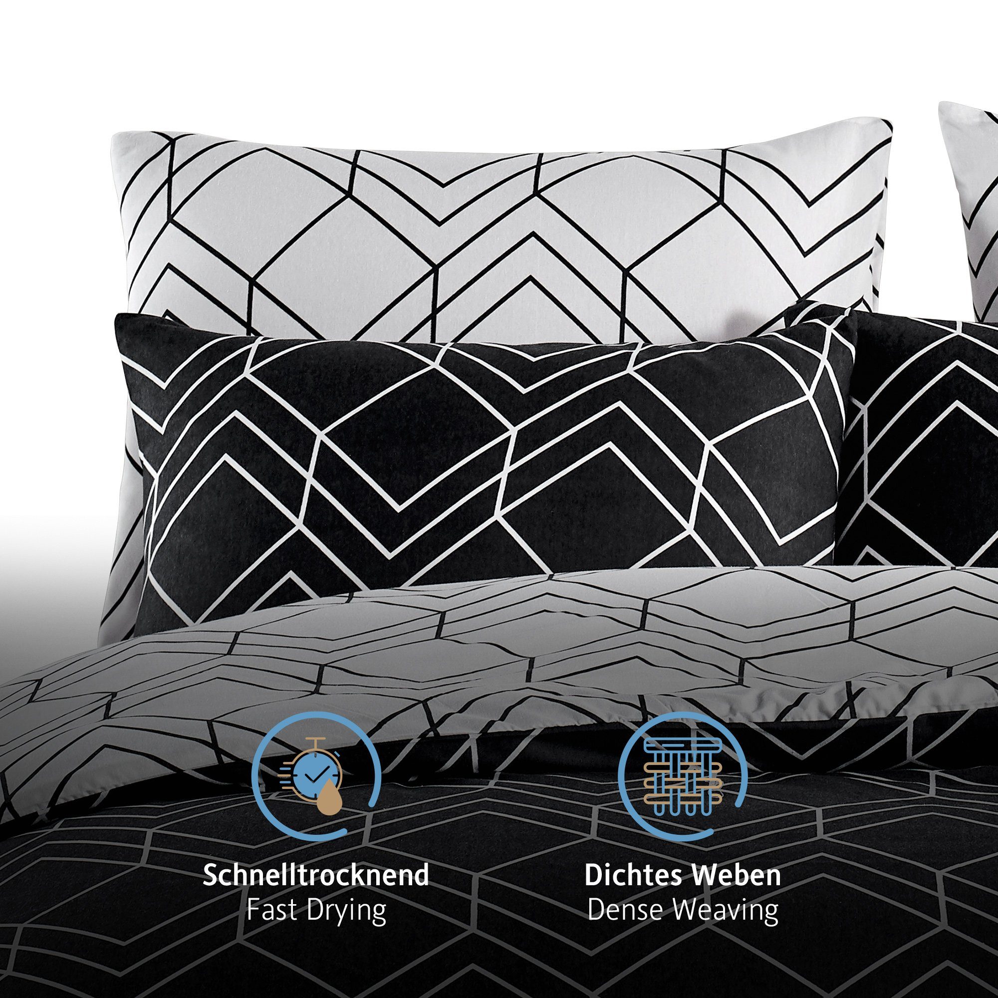 Bettwäsche Premium 2&3 Teilig Set, 135x200 cm, 155x220 cm oder 200x200 cm, Komfortec, gebürstetem 80% Baumwolle-20% Mikrofaser, 2 teilig, Superweiches Bettwäsche-Set, Knitterfrei, Atmungsaktiv